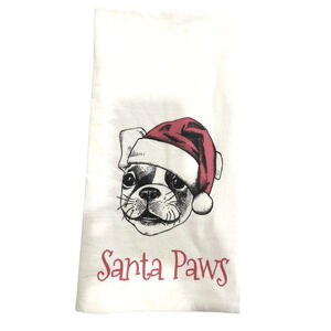 New, Ameritex Santa Paws Boston Terrior Tea Towel